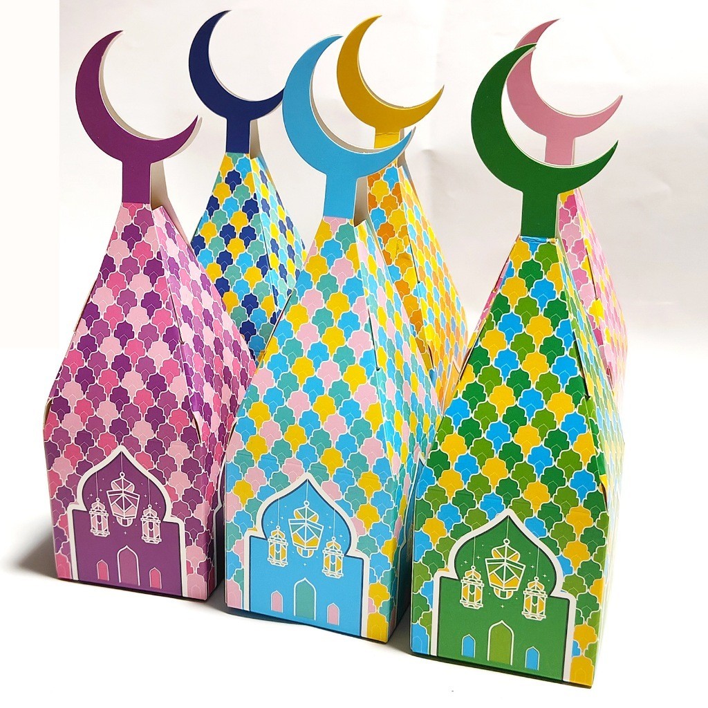 

HHS Hampers Bulan Sabit Hari Raya Idul Fitri/EID MUBARAK/Kotak Permen Kemasan Gable Box Hadiah Bingkisan Lebaran - Harga/pc