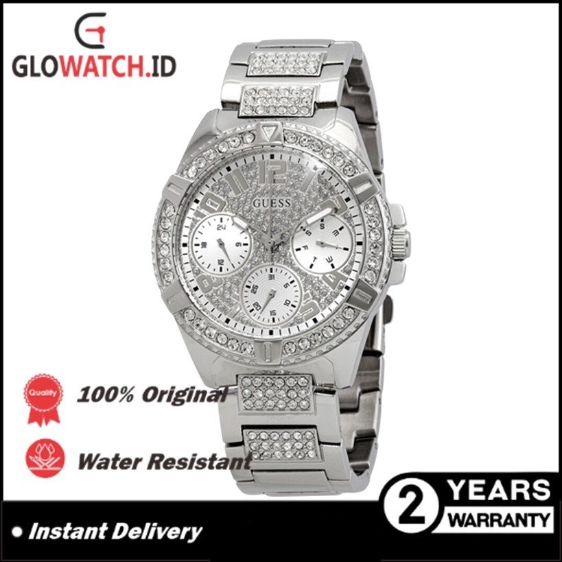[Promo] Jam Tangan Wanita Guess W1156L1 Bedazzle Silver Dial Stainless Steel Original (Garansi 2 tah