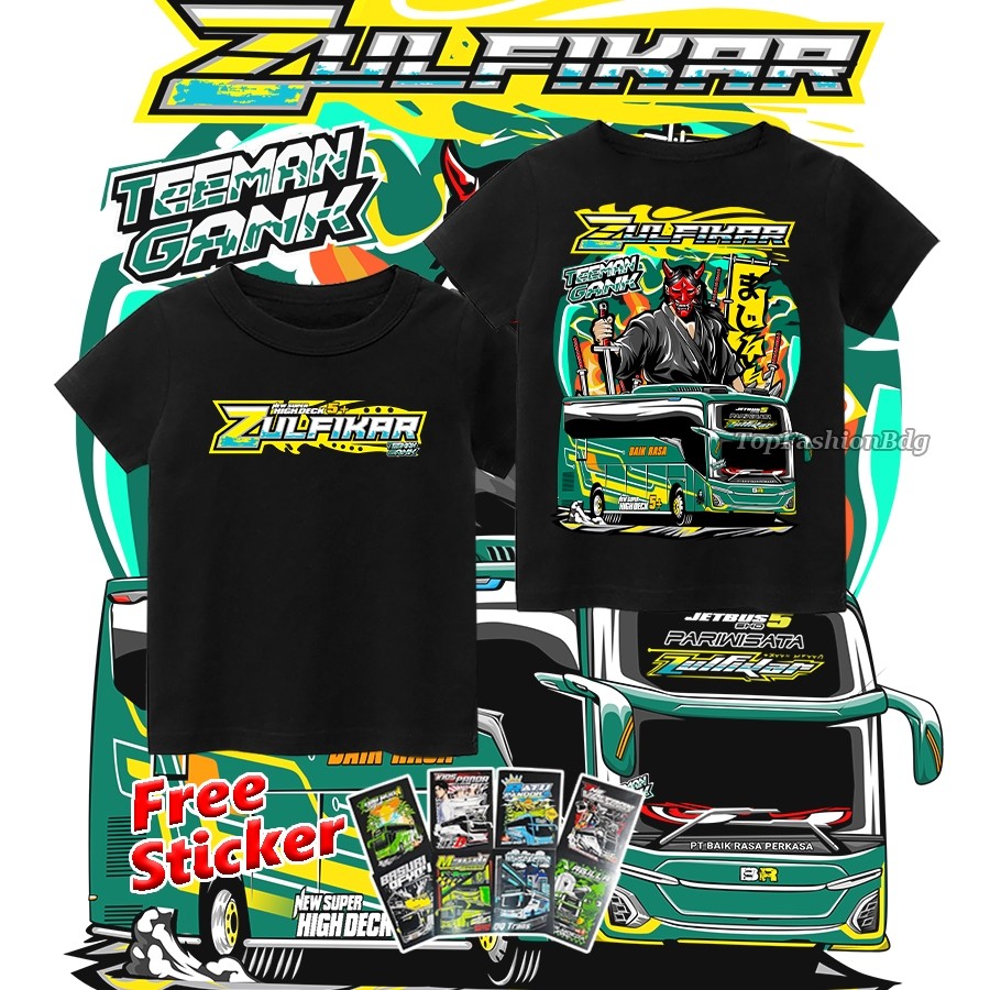Baju Anak Bus ZULFIKAR  JETBUS 5 Vektor Bus Mania Depan Belakang Kaos Anak Laki-Laki