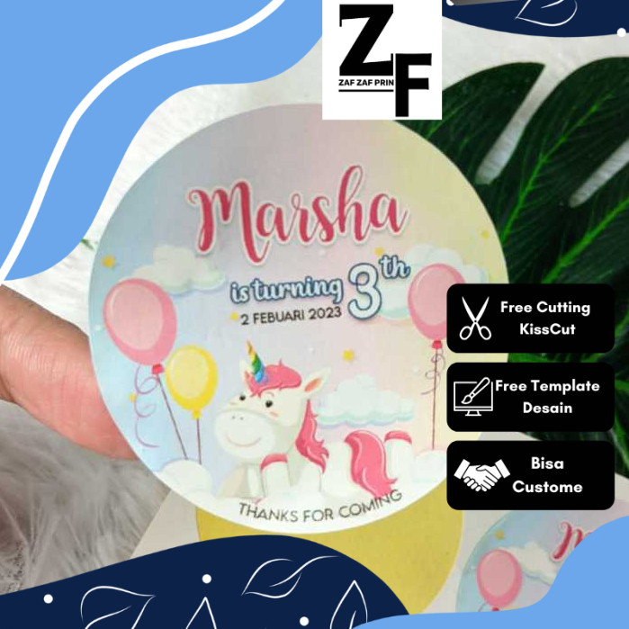 

ZAF Sticker Bulat Ulang Tahun Anak Stiker Ultah Free Design Template Birthday Bahan Chromo