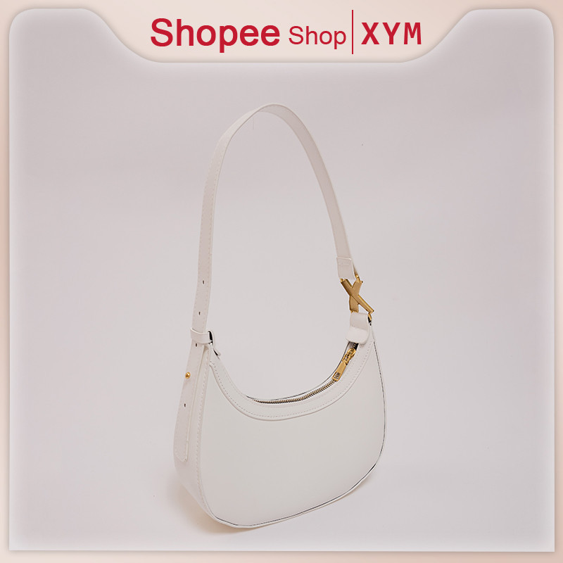 COD | XYM 【Tas Bulan Sabit 2025】Putih Trendi Struktur Kokoh Tas Ketek Wanita Mewah, Cocok untuk Seha