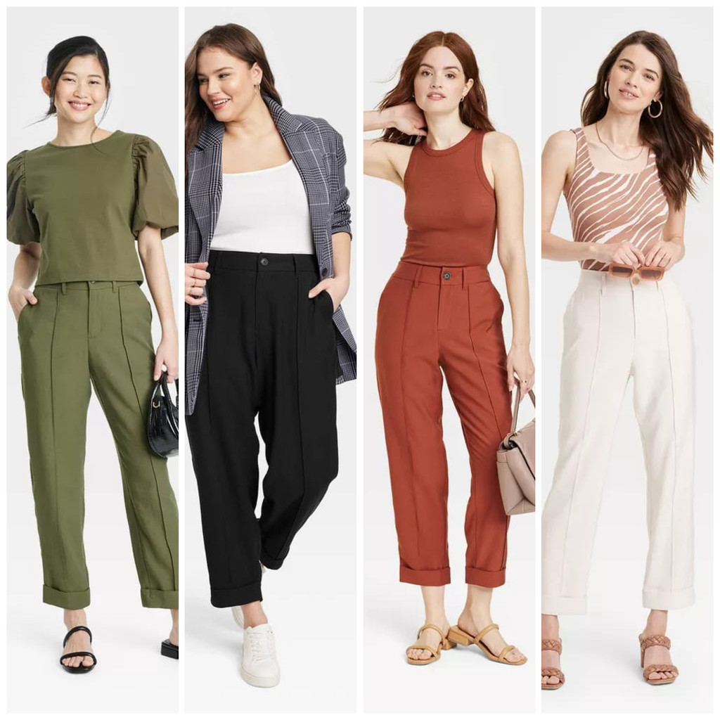 WARNAMU #827 A NEW DAY WOMEN'S SLIM HIGH RISE ANKLE LENGTH PINTUCK ANKLE PANTS