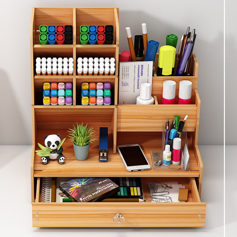 

Pen Holder Nordic Ins Storage Box Creativity Office,Desk Stationery Box Wooden Large Capacity Rack Wooden Book Box