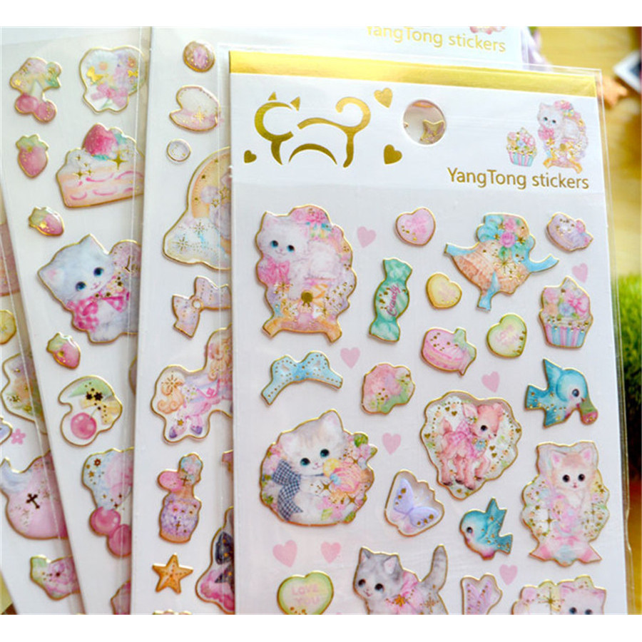 

1 pcs/pack Kawaii Stationery Stickers Cat 3D Gold Diary Planner Decorative Mobile Stickers Scrapbooking DIY Craft Stickers