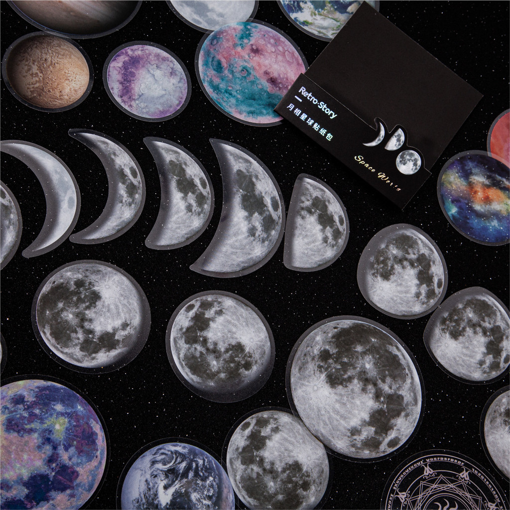 

15 Pcs/pack Moon Planets Waterproof Decorative Stickers