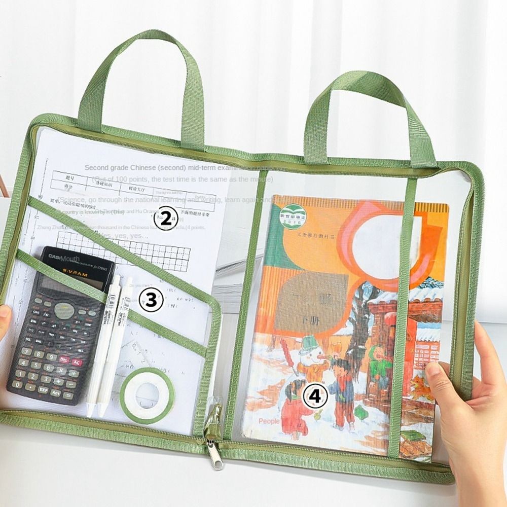

Transparent Document Bag Stationery Storage Folder File Mesh Zipper Pouch Zip File Folders School Office Supplies Stationary
