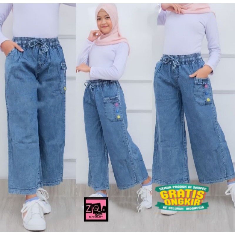 CELANA KULOT JEANS ANAK PEREMPUAN/ sage hijau tosca