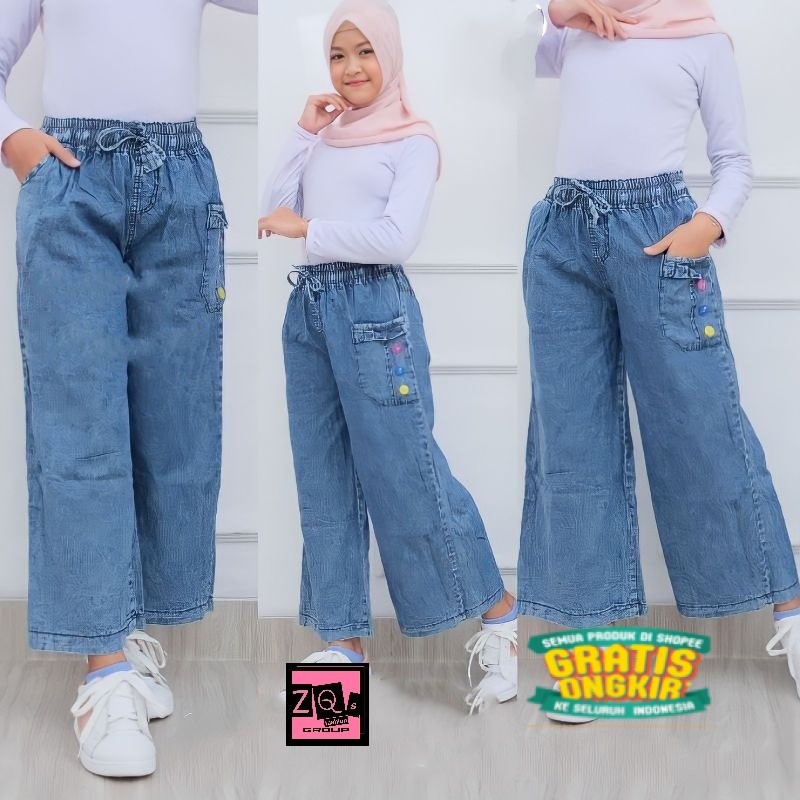 CELANA KULOT JEANS ANAK PEREMPUAN// KULOT JEANHS ANAK PEREMPUAN TANGGUNG/ sage hijau tosca