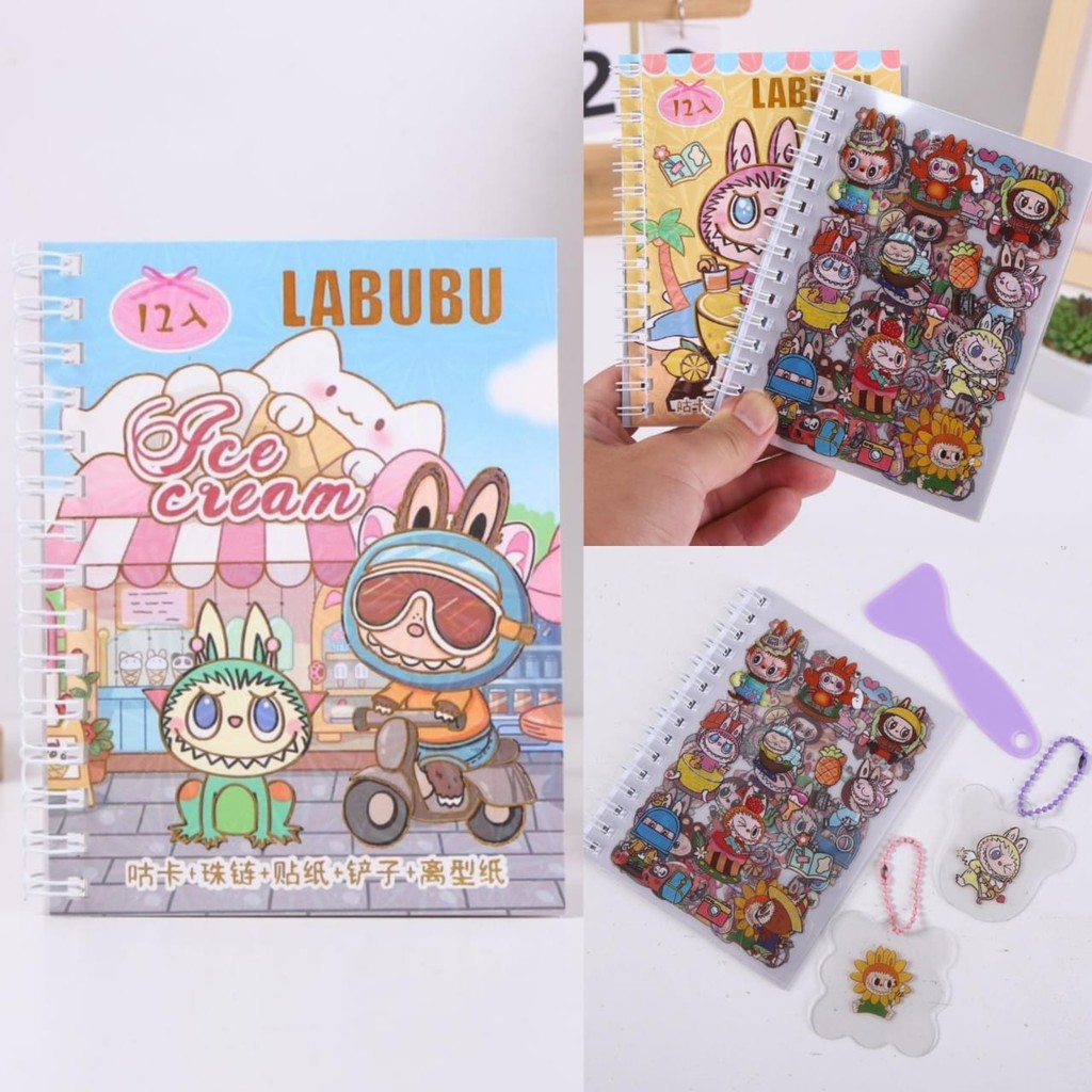 

JP Set Buku Sticker Karakter Labubu dengan Gantungan Kunci Akrilik Spatula Stiker Label ATK Aksesoris Hobi Koleksi Mainan Anak BSTULA
