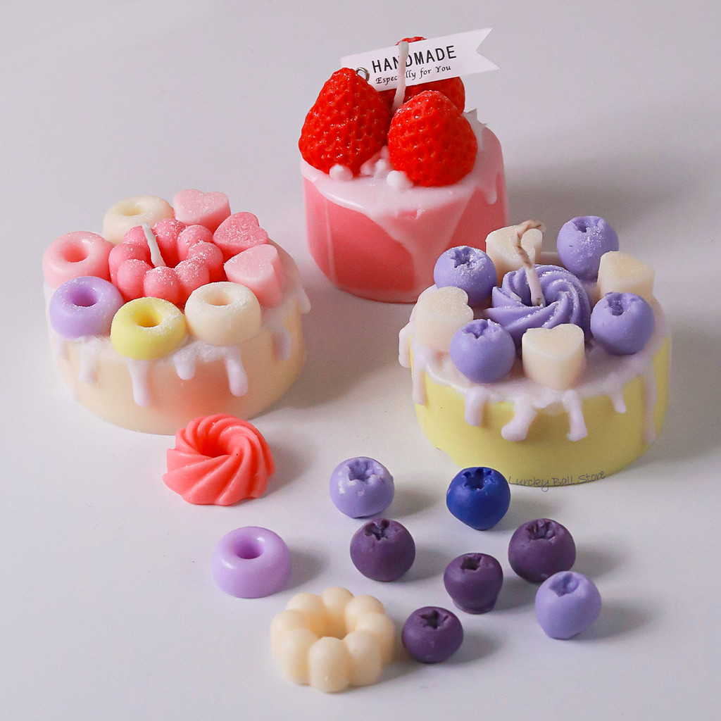 

3D Simulation Fruit Cake Candle Silicone Molds Strawberry Raspberry Birthday Cake Decor Tool DIY Chocolate Cookie Baking Mould