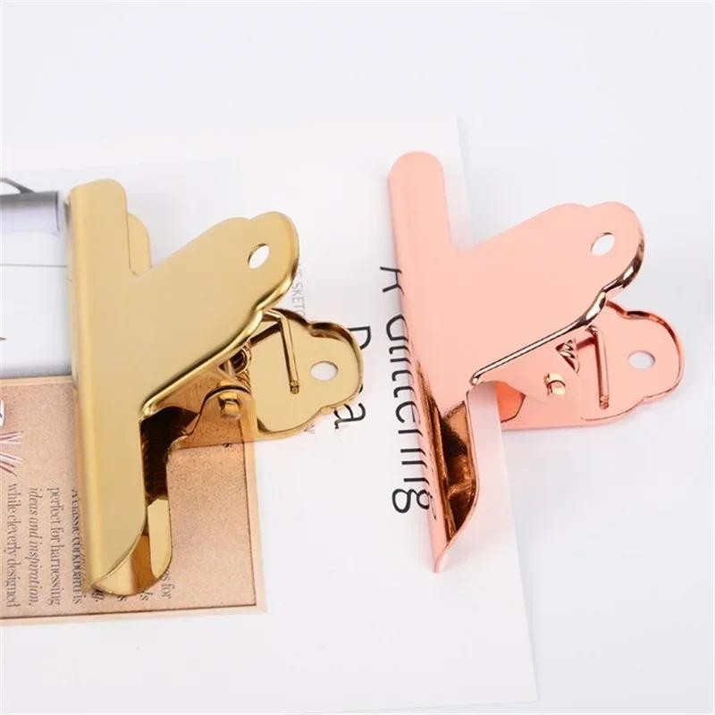 

2PCS 5.5*10.3CM Big Size Gold/Rose Gold Clips Paper Clip Clamp for Office Bills Household Kitchen Sealing Supplies