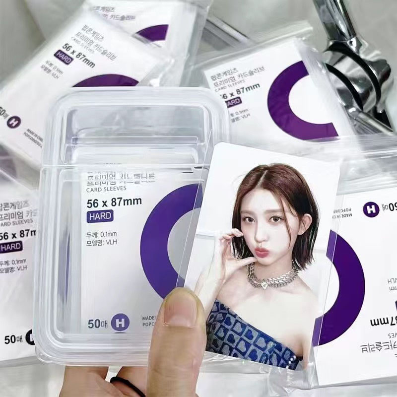 

Clear Kpop Card Sleeve Transparent Protector Case Box Waterproof Game FootBall Card Holder For Popcorn Korean idol Card 3x4inch
