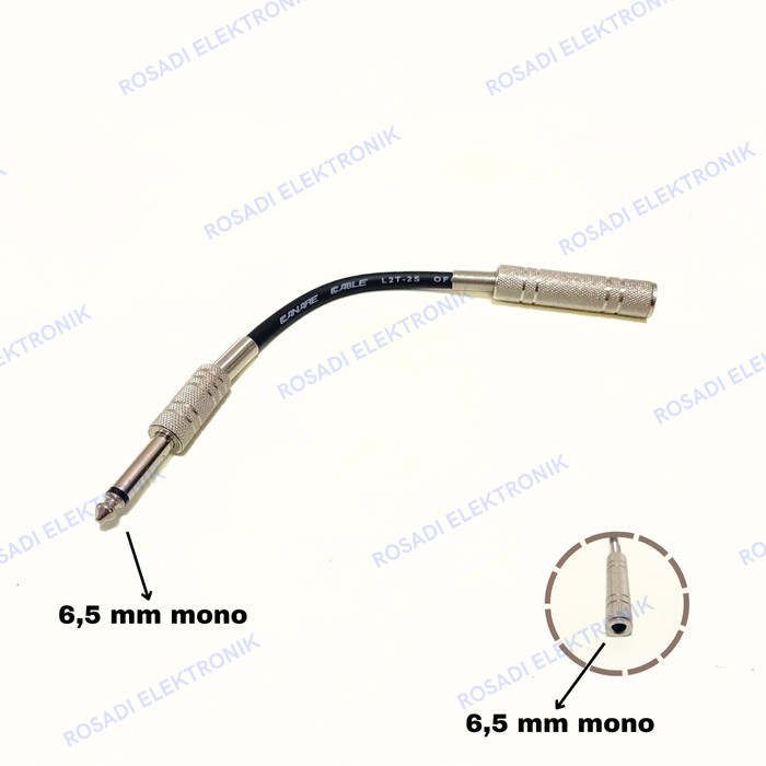 kabel sambungan audio mic jack akai 6.5mm to jack akai mono female 6.5mm connection calble akai silv