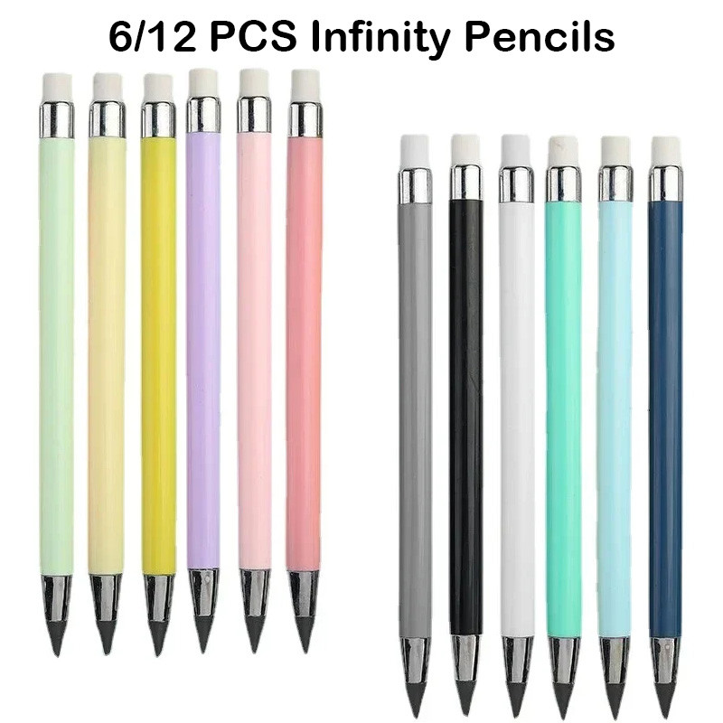 

6/12 PCS/Set Infinity Pencils No Sharpening Eternity Pencils No Ink Kawaii Unlimited Pens Art School Office Supplies Stationery