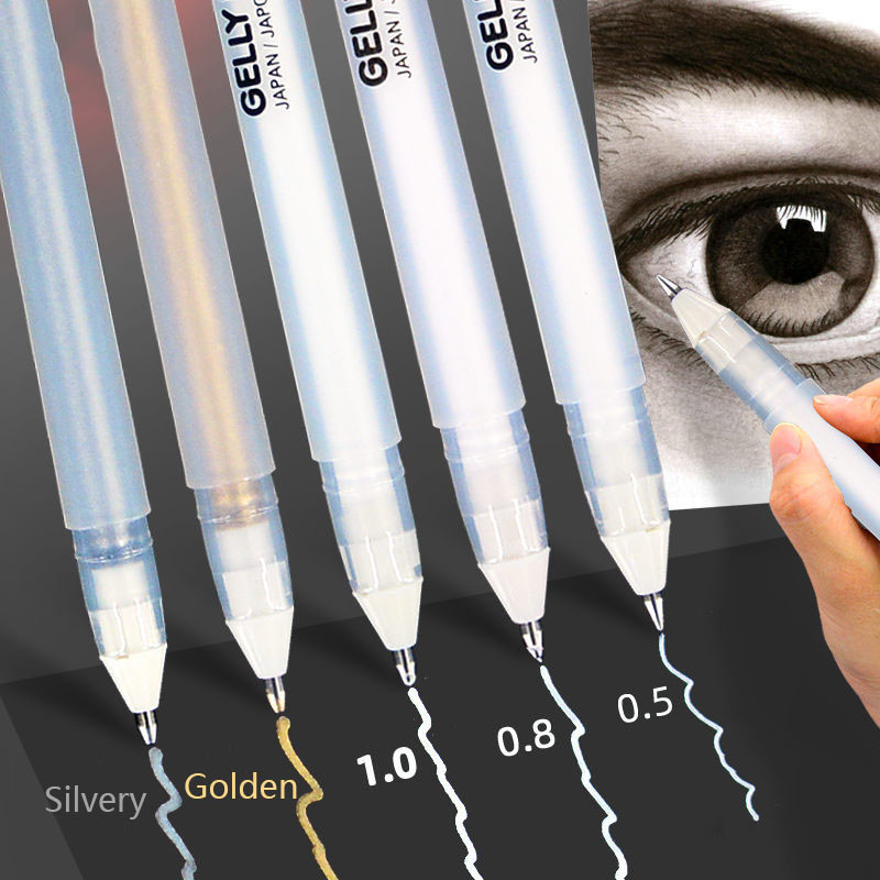 

3/5pcs Set 0.5/0.8/1.0mm Sakura Gelly Roll Gel Pen Gold Silver Highlighter Marker Manga Pen Art Supplies Japanese Stationery