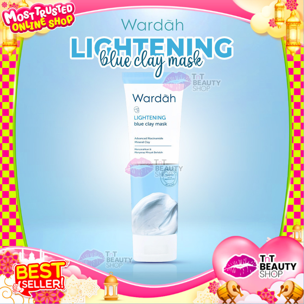 Wardah Lightening Blue Clay Mask 50 ml | TnT Beauty Shop