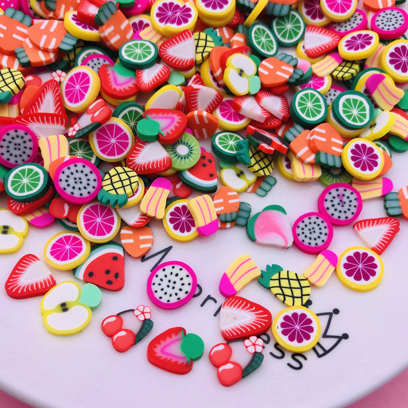 

50g/Lot 10mm Cute Polymer Clay Fruit Lemon Sprinkle Apple Strawberry Cherry Slice for Crafts, Phone Deco, DIY Scrapbooking