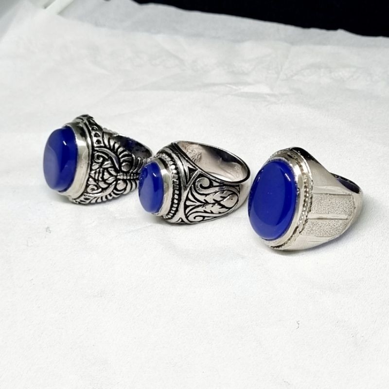 Cincin batu yaman biru kristal asli original yahman / yahmani / habasy / ahmer