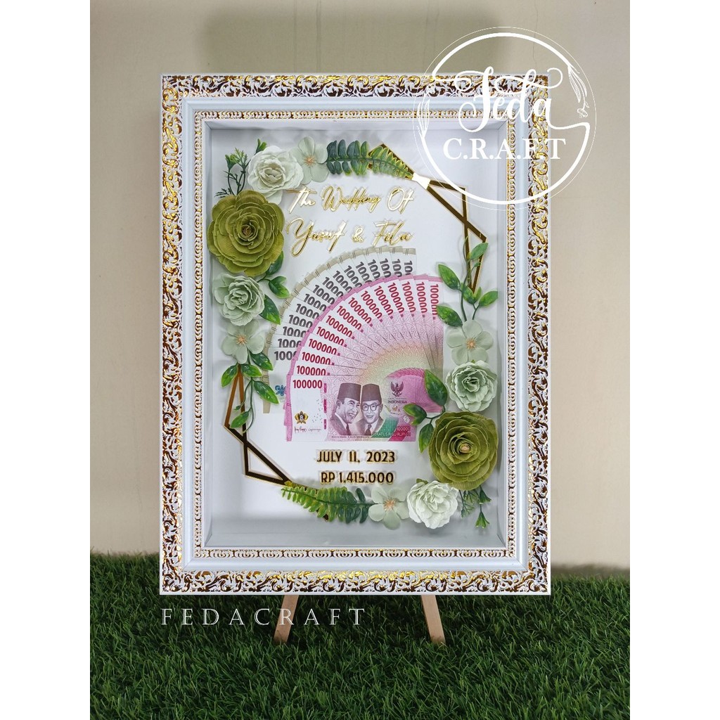 PROMO COD PROMO COD PROMO COD Langsung Jadi  Mahar Frame Emas dan Uang /Mahar Custom / Mahar Pigura 