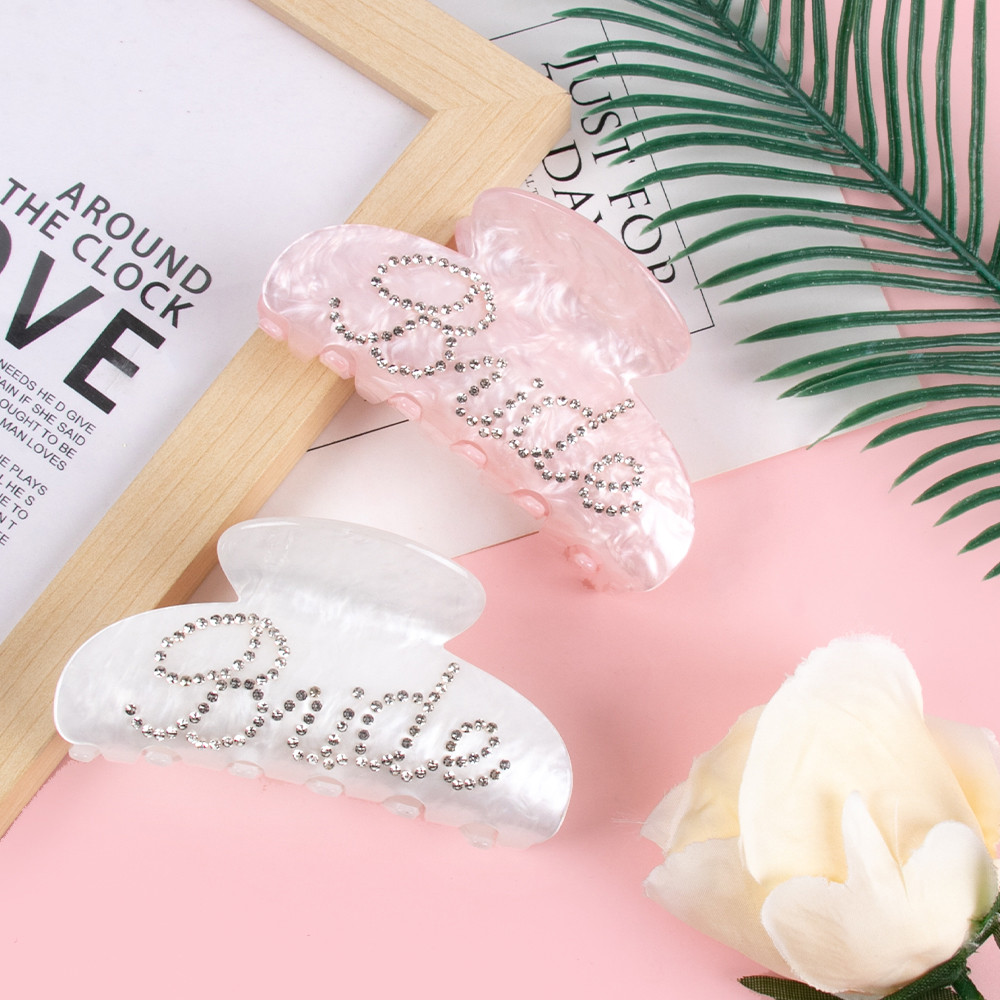 

Rhinestone Bride Logo Hair Claws Grab Clips Bridesmaid Gift Bachelorette Party Decoration bridal Shower Wedding Hair Accessories