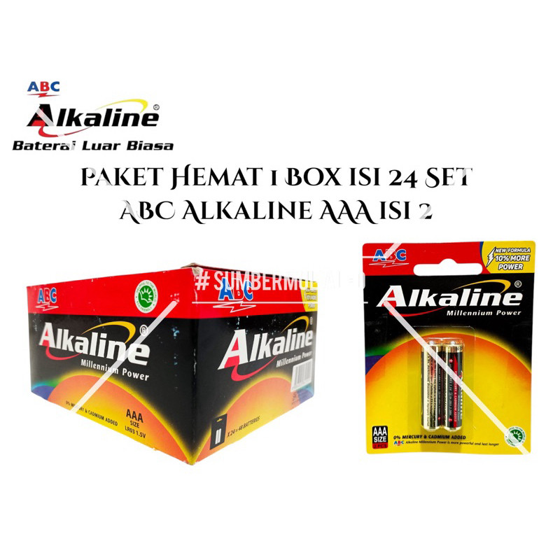 [ PAKET HEMAT 1 BOX ISI 24 SET PASANG ] Batu Baterai ABC ALKALINE AAA ISI 2 Battery 1.5V A3 ISI 24 P