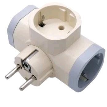 Steker T TEE Kombinasi Cabang 3 Colokan Stop kontak Visalux V 8822 CG V8822CG Terminal Kuningan