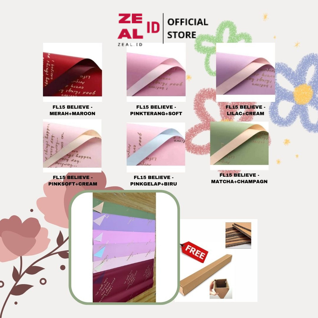 

ZEAL-ID - (5 LEMBAR) - FL15 BELIEVE Kertas Bunga Paper Buket Motif Tulisan Text Florist Cellophane