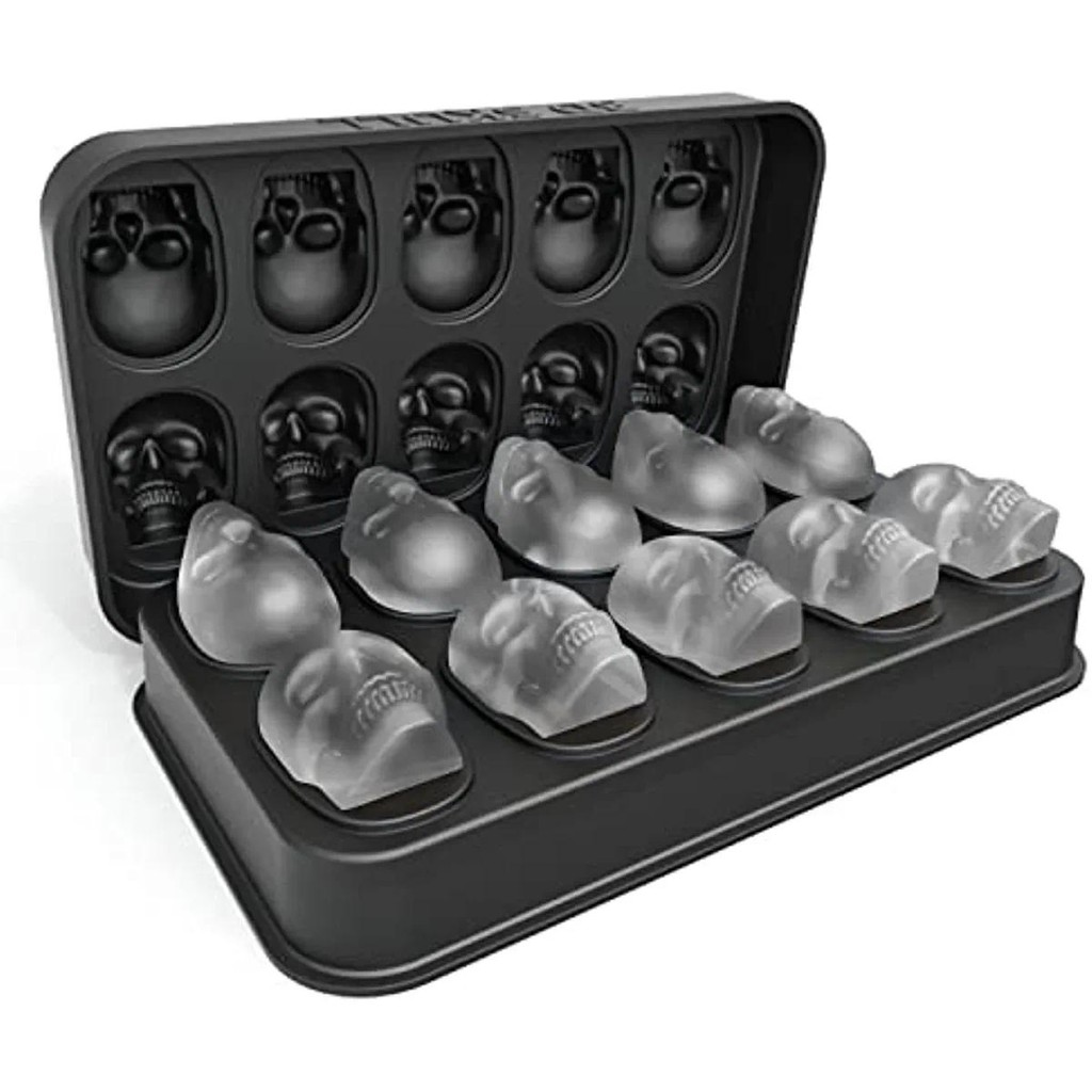 ice machine mold for whiskey - 10 cavity skull ice cube tray with funnel - Skull silicone mold for b