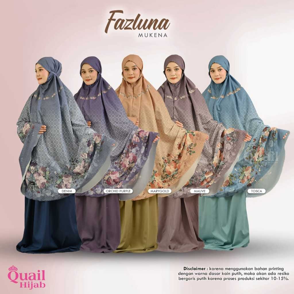 Fazluna Mukena Original Quail Original Quail Mukena Dewasa Mukena Katun Printing Motif Bunga Cantik 