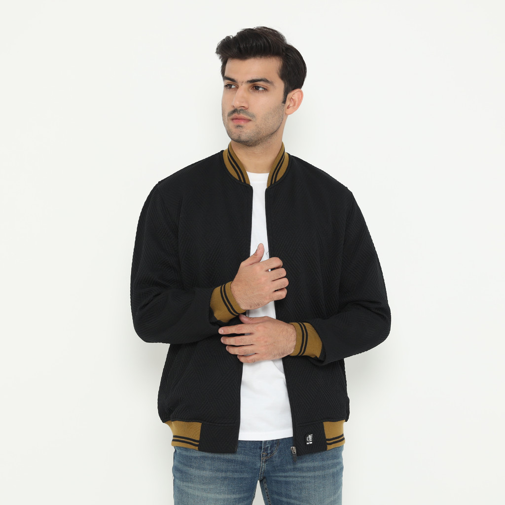 d&f Napoleon Jaket shoulder Cut & Sewn Pria - Hitam