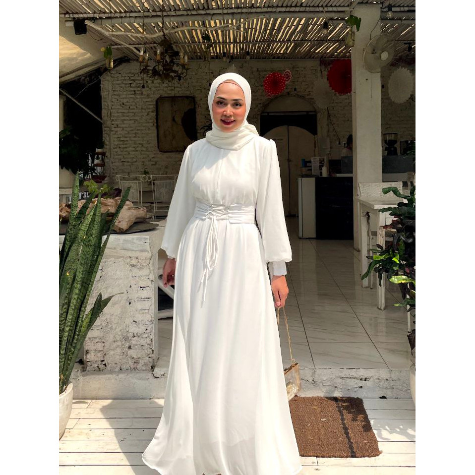 Dress Kondangan Gamis Pesta Seragam Bridesmaid Gaun Prewedding Baju Muslim Polos Busui Friendly