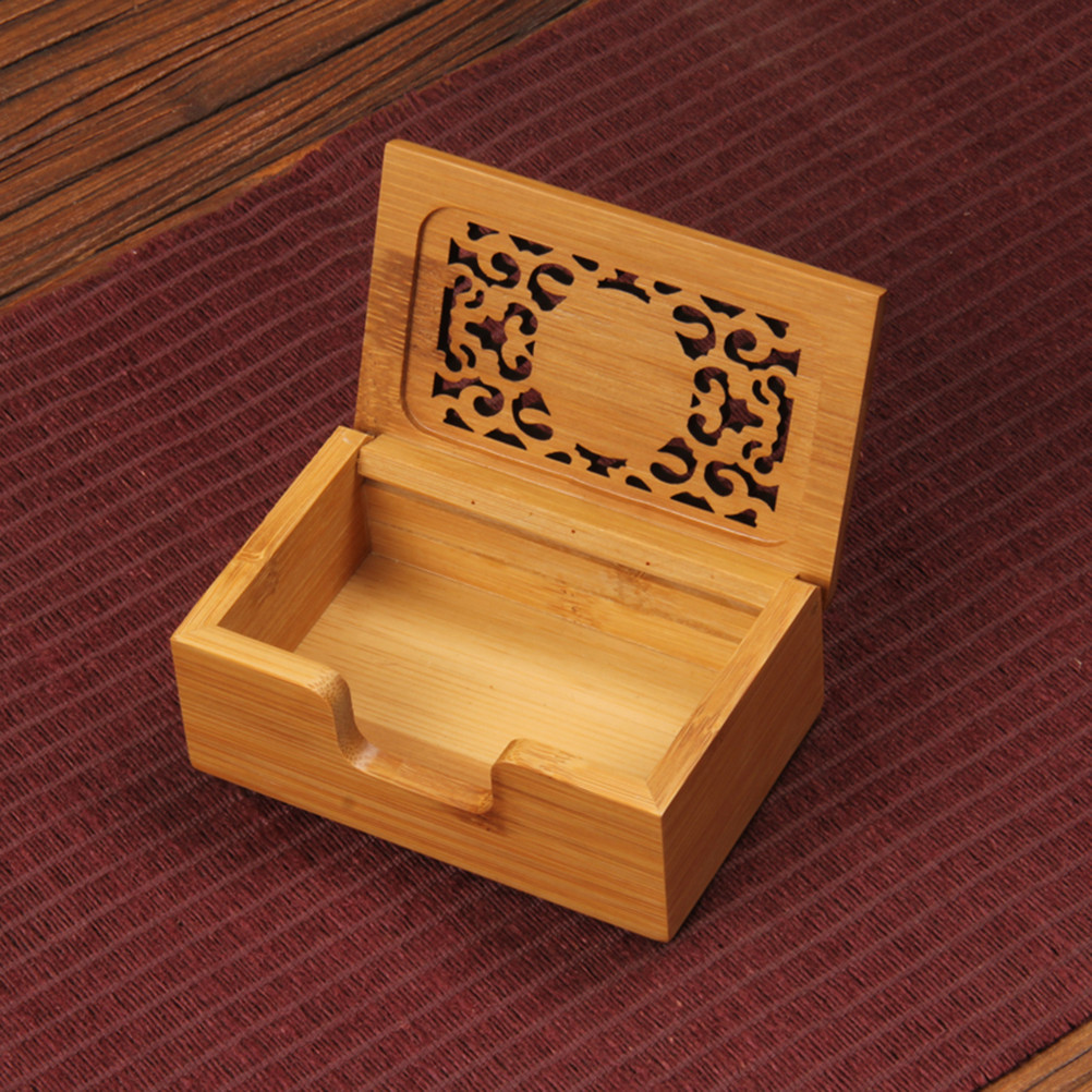 

Business Card Holder Bamboo Cards Desktop Stand Creative 11X7X45CM Wooden Case