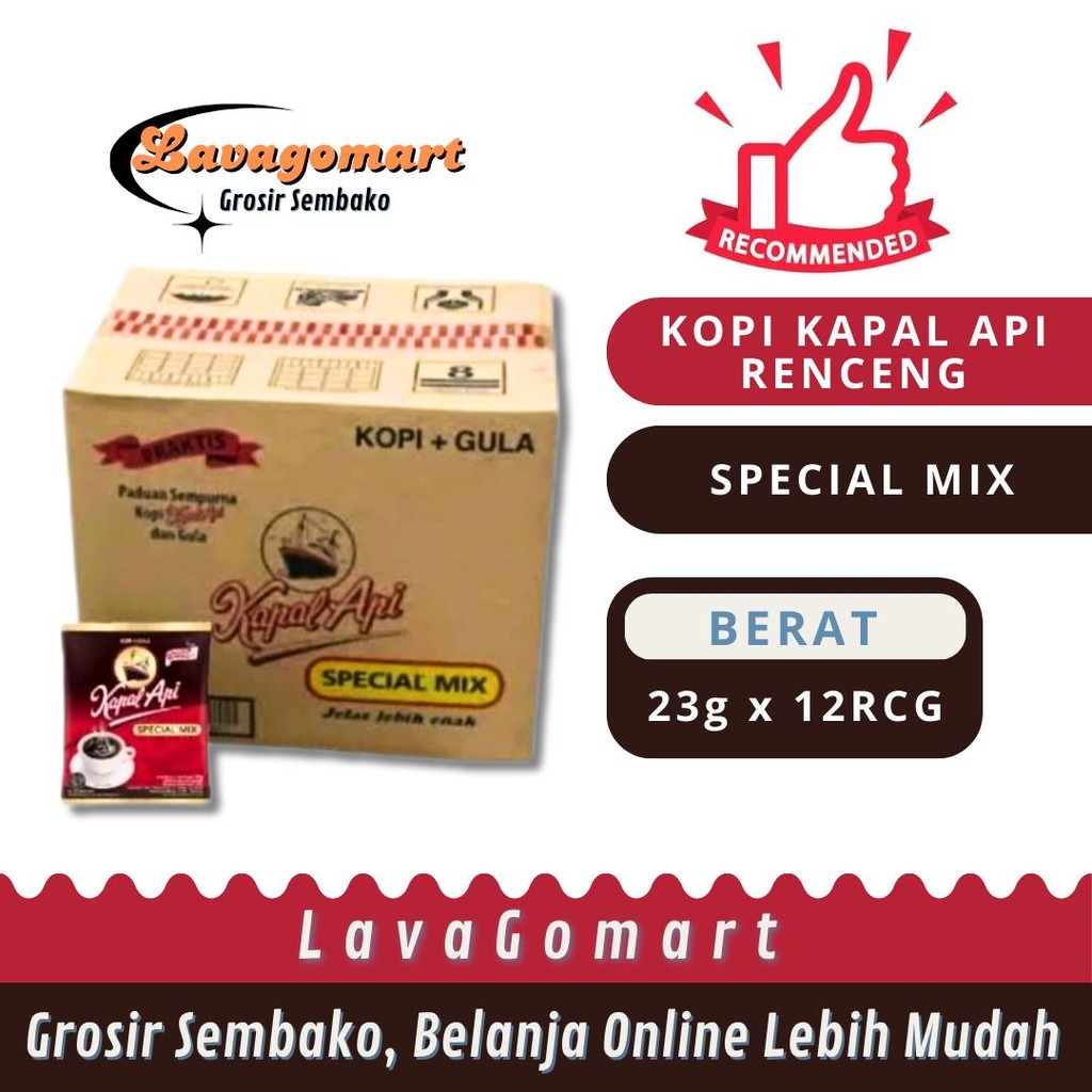 

KAPAL API KOPI BUBUK SPECIAL MIX PCK 10X24/23g - 1 DUS - LAVAGOMART - BANDUNG