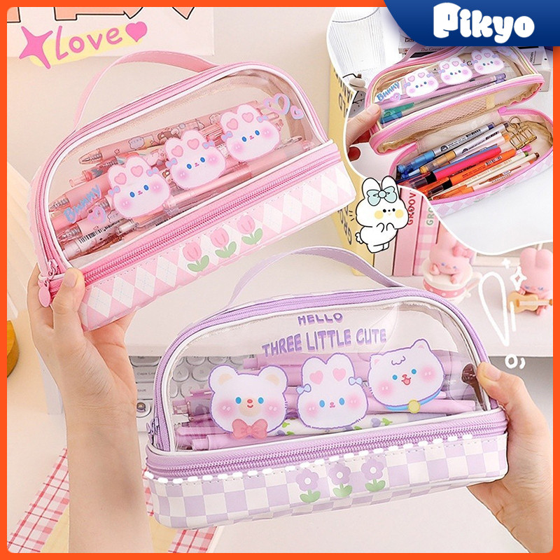 

Pikyo Pencil Case Kotak Pensil Cute Tempat Pencil Tempat Alat Tulis Kawaii Pencil Tempat Pensil Lucu Anak Cases Large Capacity Box for Girls Office Student Stationery Organizer