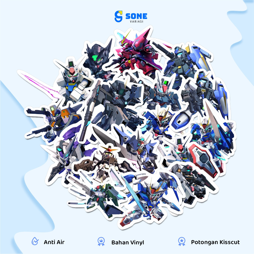 

Stiker Gundam / Vinyl Waterproof Anti Air / Sticker Buku Journal Koper Motor Casing HP Laptop