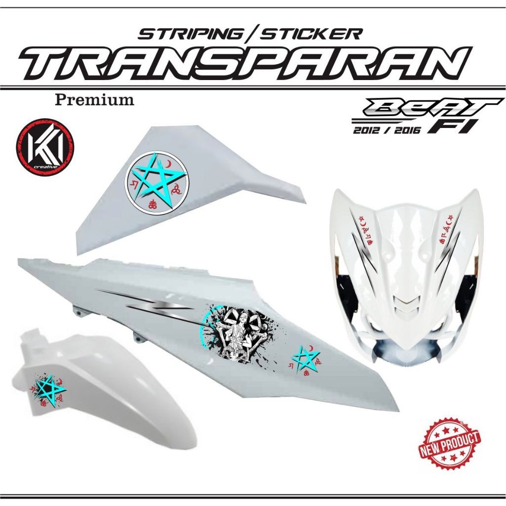 STRIPING STICKER TRANSPARAN UV MOTOR BEAT F1 LIST KECE 1 STIKER KEREN