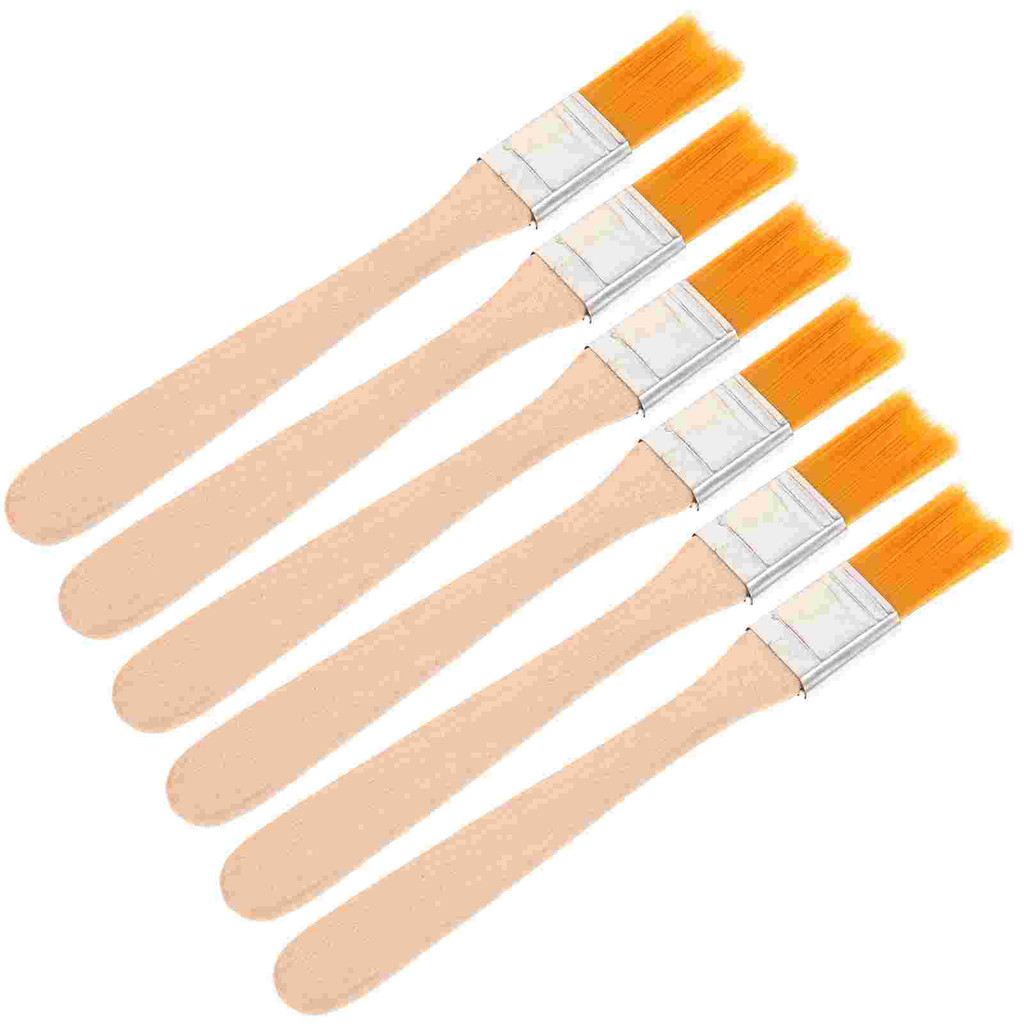 

6 Pcs Paint Brush Painting for Wall 1/2 Inch Wooden Handle Small with Half Nylon Child Grubber