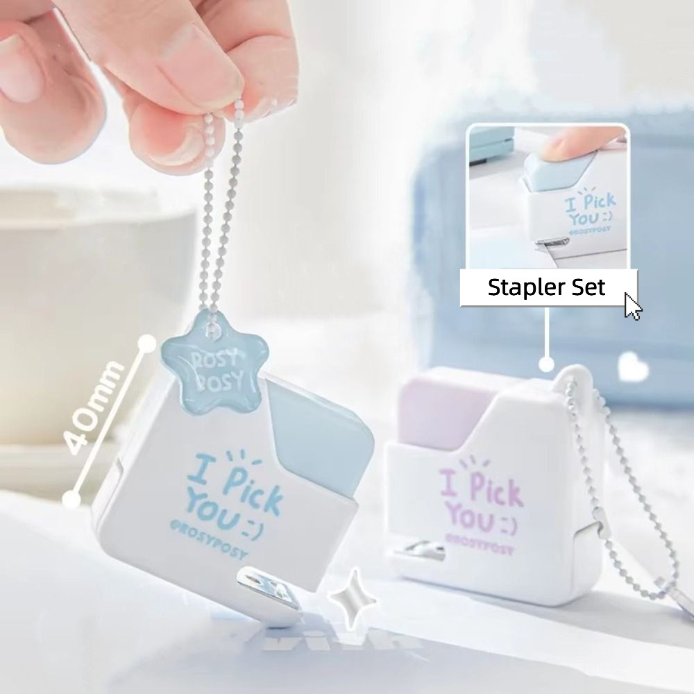 

Effortless Mini Color Stapler Set Easy-Use Square Labor-Saving Stapler Set With 40pcs No.10 Staples Multifunction