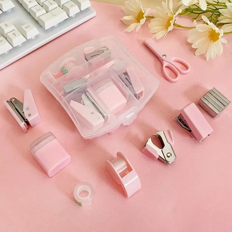

Makaron Mini School Office Supply Kits, Includes Stapler,Scissors, Staple Remover, Staples, Tape Dispenser