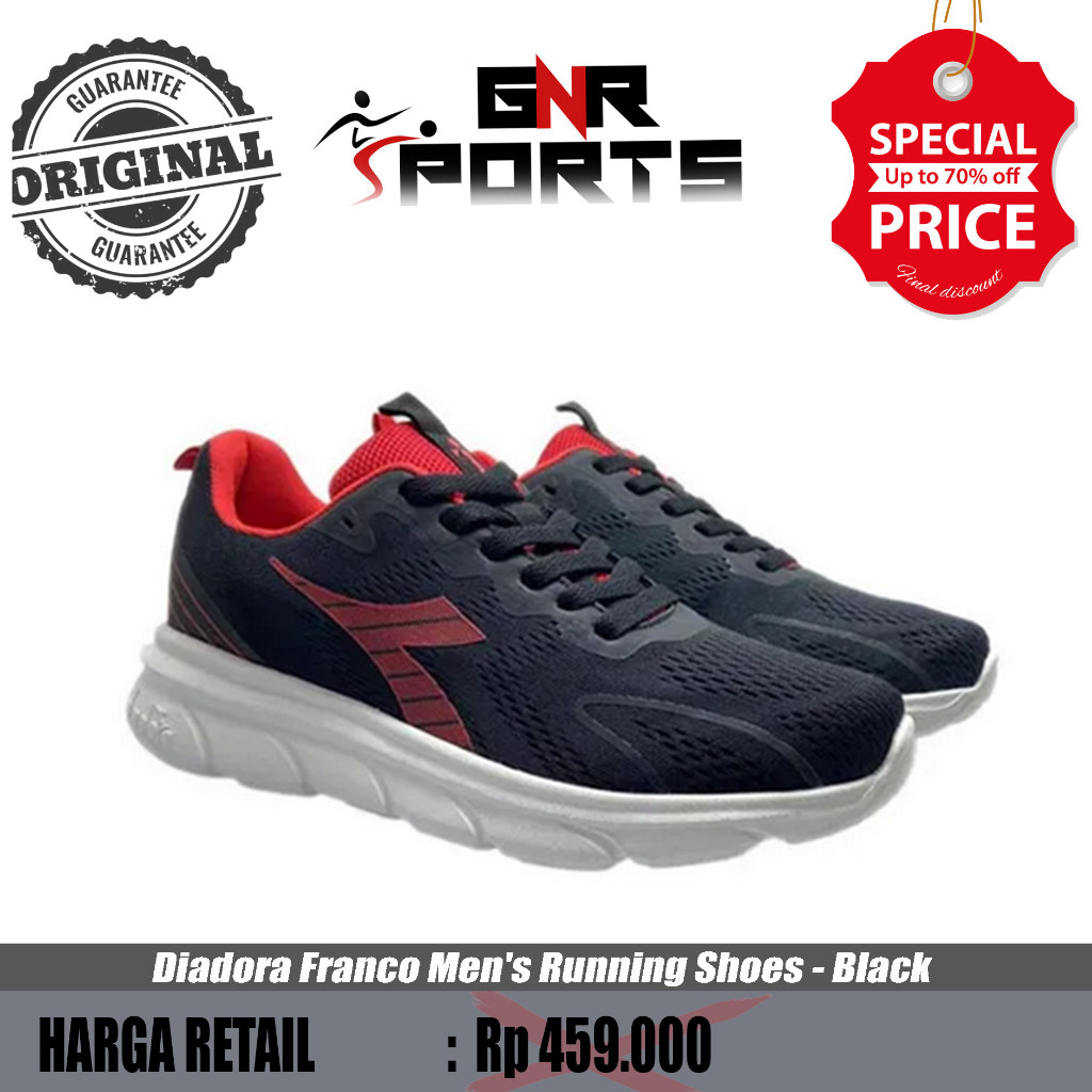 Sepatu Diadora Franco Men's Running Shoes - Black Original 100%