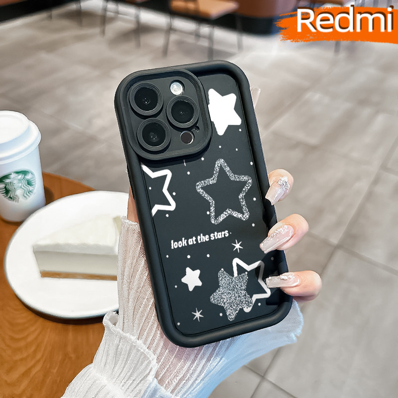 Coquette Stars Silicone SoftCase Redmi NOTE 13 Pro Redmi 12 13C Xiaomi-POCO-M4 Pro Soft Polos Hitam 