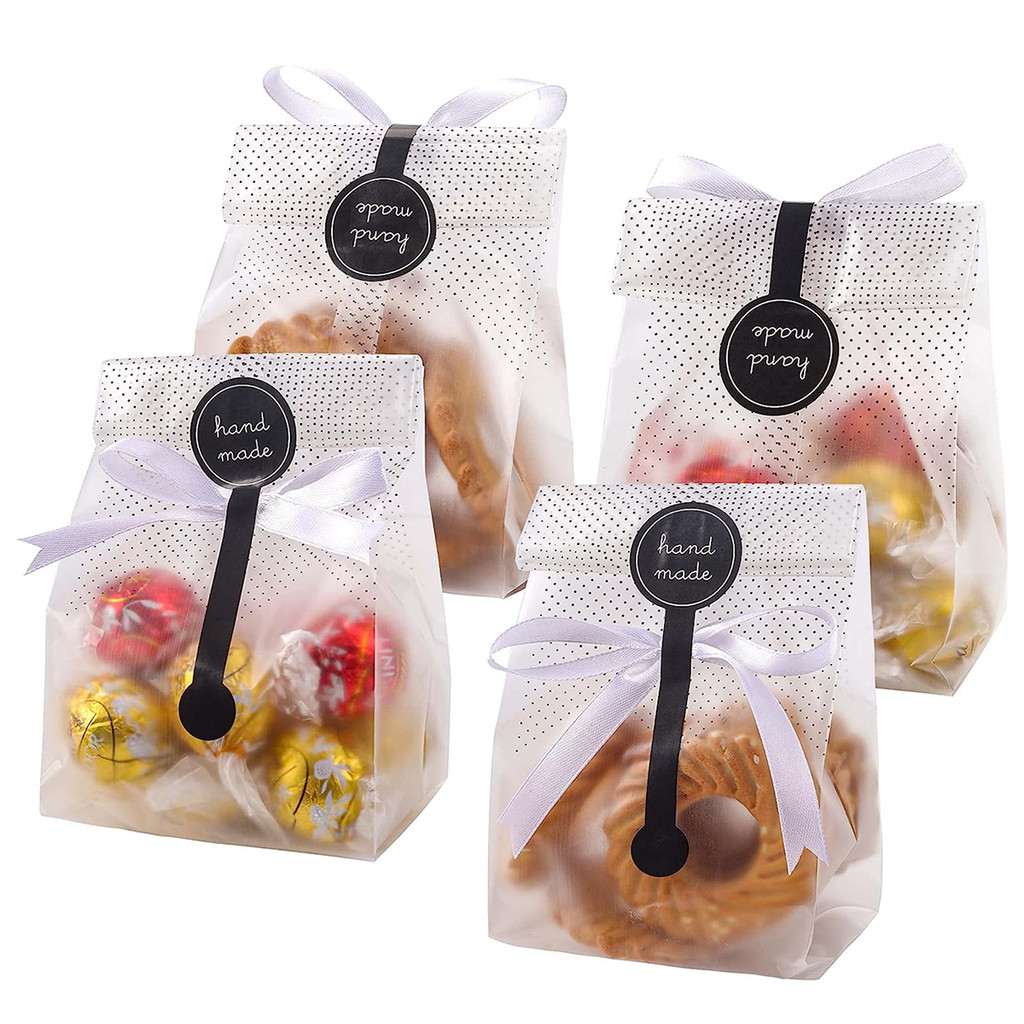 

Cookie Bags for Gift Giving Cellophane Clear Treat Bags for Favors Mini Loaf,Bundt Cake,Hot Cocoa Bomb Packaging With Stickers