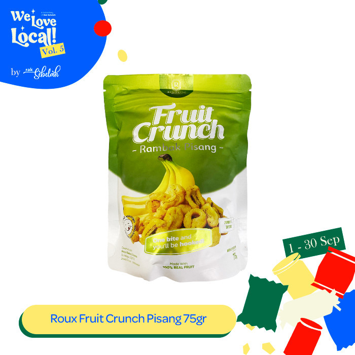 

Roux Fruit Crunch Rambak Pisang 75g - Banana Crisp Buah Kering Sehat