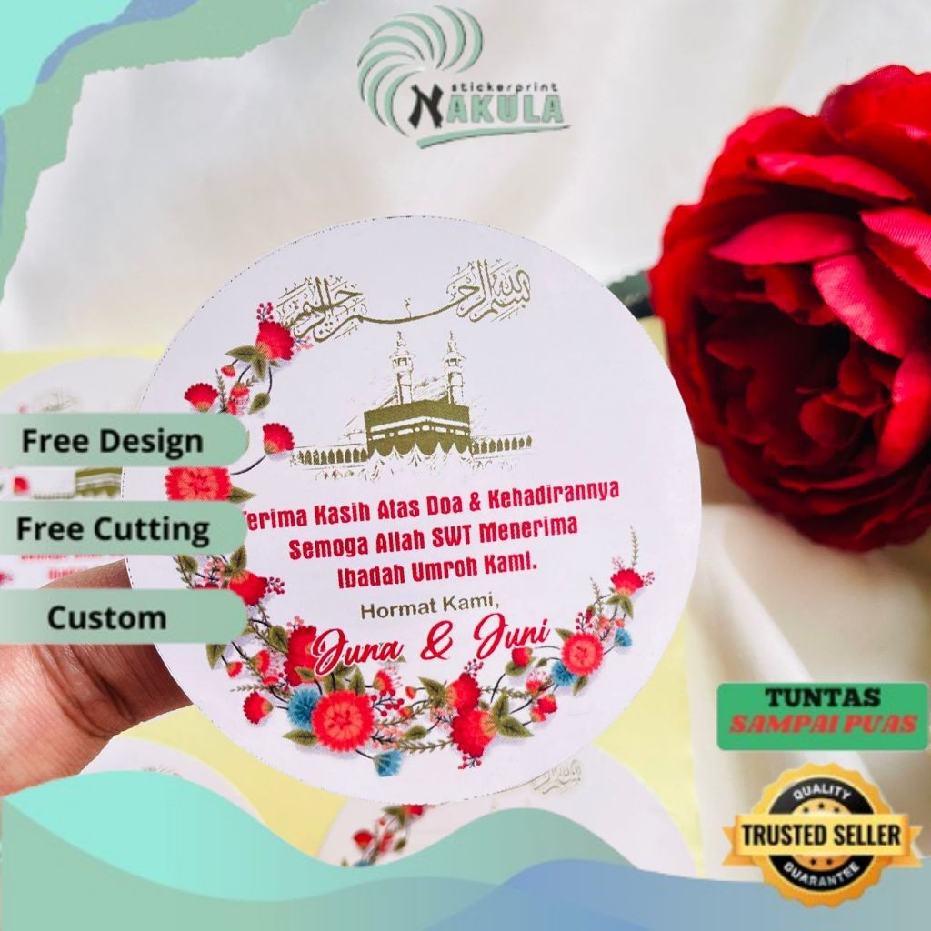 

NKL 9-15 Print Cetak Sticker Hampers Snack Oleh Oleh Naik Haji Label Tasyakuran Umroh Bulat