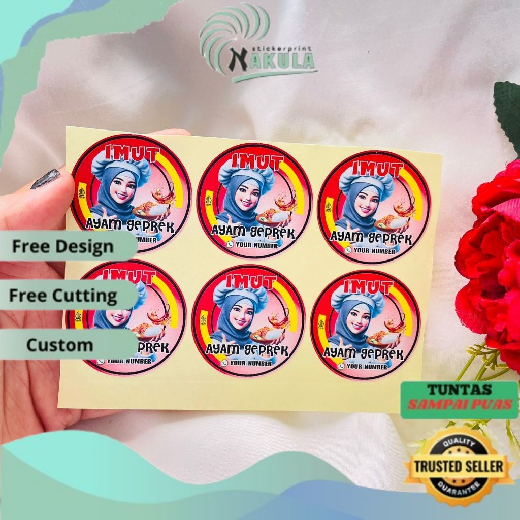 NKL  Sticker Catering Ayam Geprek Stiker Free Desain Custom Nama Label Box Kardus Packaging
