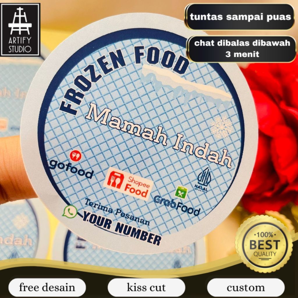 

Artify 5-8 Sticker Label Makanan Beku Free Desain Produk Frozen Food Bulat Chromo Custom Murah