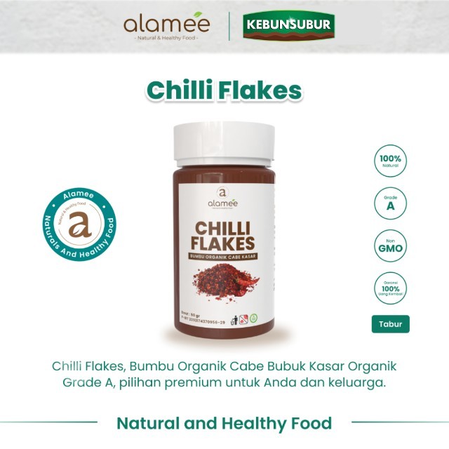 

ALAMEE Chilli Flakes Cabe Bubuk Kasar Cabai Bumbu Dapur Instan Organik Seasoning Tabur kebunsubur Kebunsubur