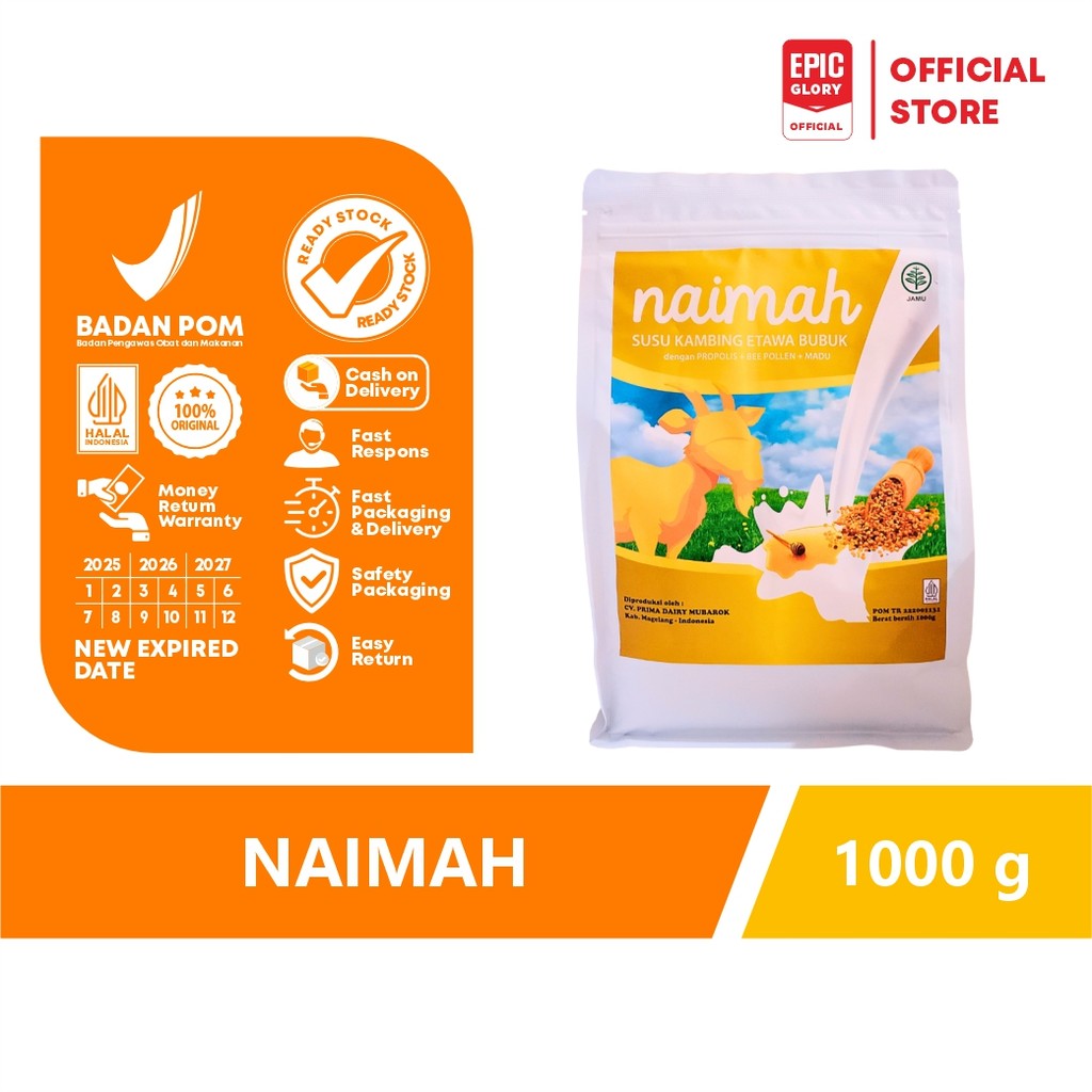 

Naima Naimah Susu Kambing Etawa Propolis Bee Pollen 1000 g gr gram