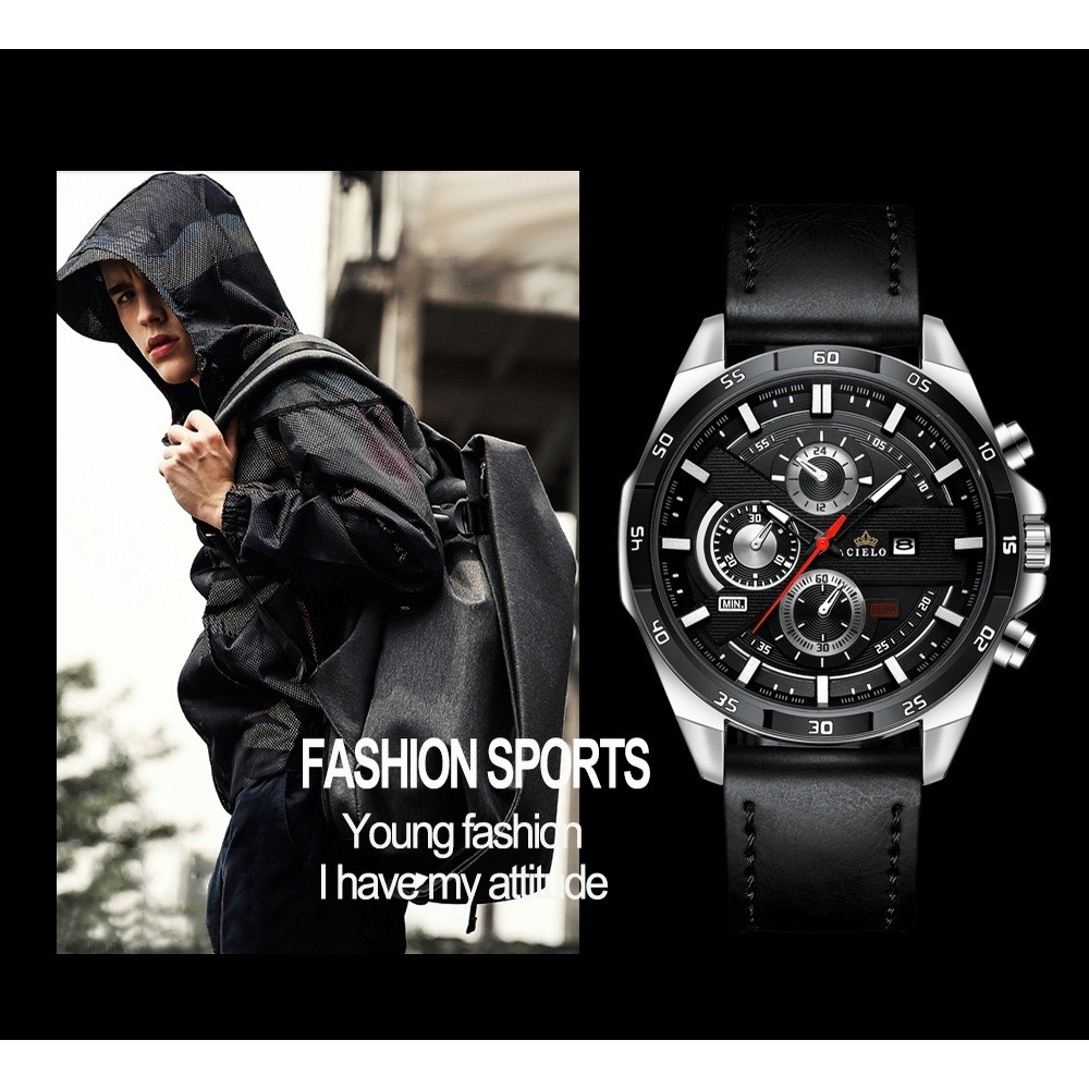 Jam Tangan Pria Va Va Voom 216 Vavavoom  Kulit Leather Anti Karat Premium Original
