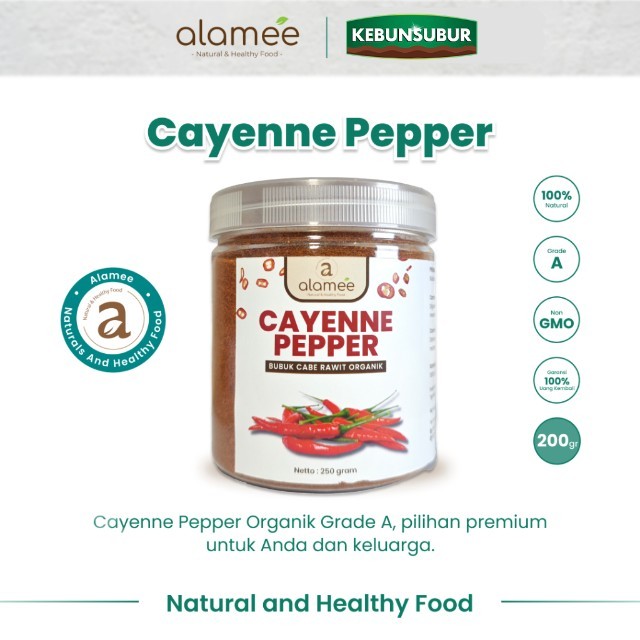 

ALAMEE Bubuk Cabe Rawit Cayenne Pepper Seasoning Powder Tanpa Campuran Bumbu Masakan Dapur 250gr kebunsurbur